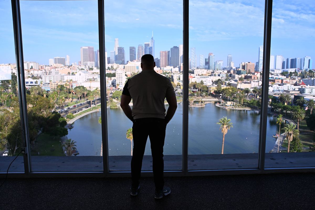 Dennis Wilk looking over the Los Angeles skyline